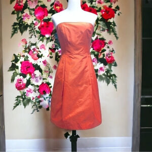 Ann Taylor Strapless Dress‎ Coral 4
